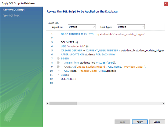 MySQL AFTER UPDATE TRIGGER