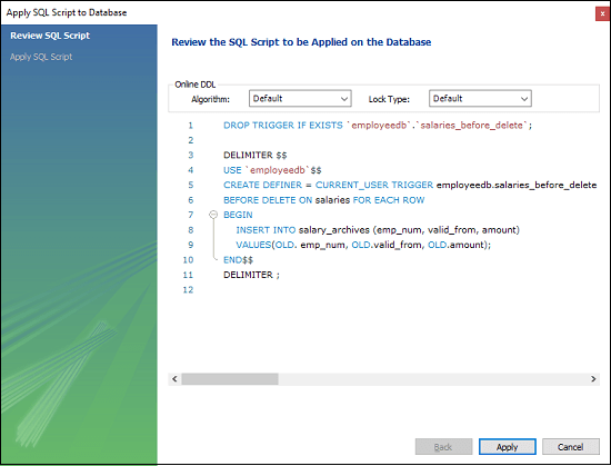 MySQL BEFORE DELETE Trigger