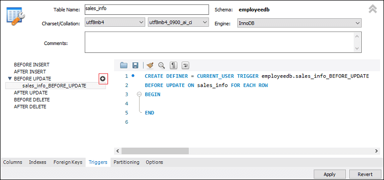 MySQL更新前触发器