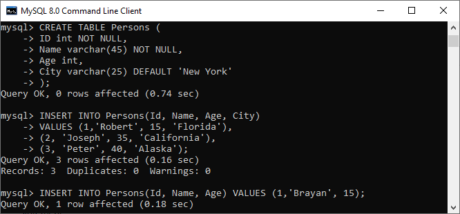 MySQL Constraints