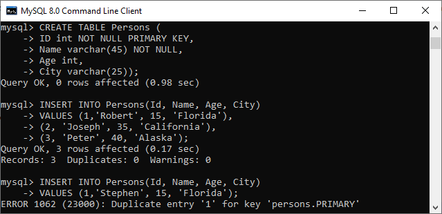 MySQL Constraints