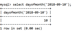 MySQL DAYOFMONTH()函数