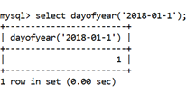 MySQL DAYOFYEAR()函数