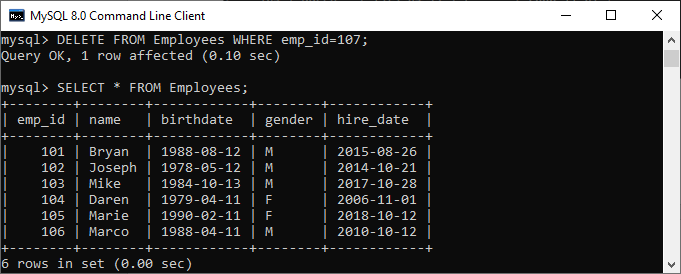 mysql delete query