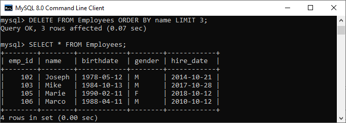 mysql delete query