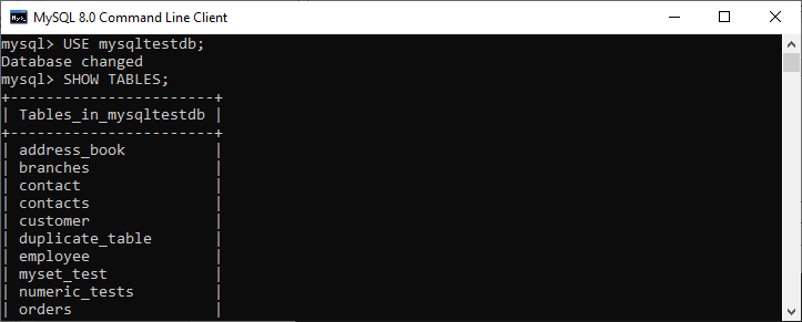 MySQL DESCRIBE TABLE