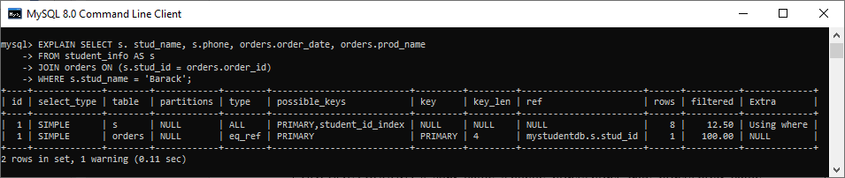 MySQL EXPLAIN