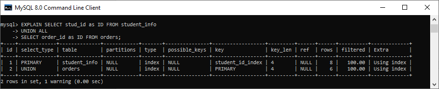 MySQL EXPLAIN