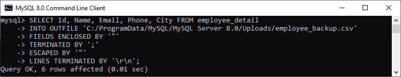将MySQL导出表转换为CSV