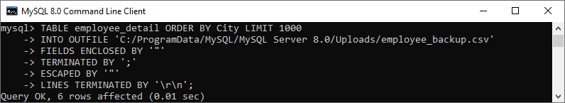 将MySQL导出表转换为CSV