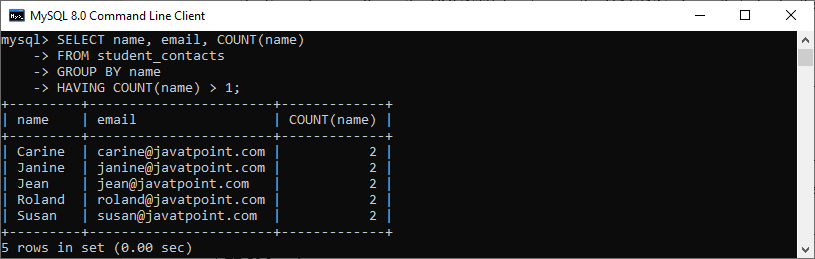 MySQL查找重复记录