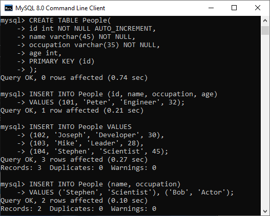 MySQL INSERT语句