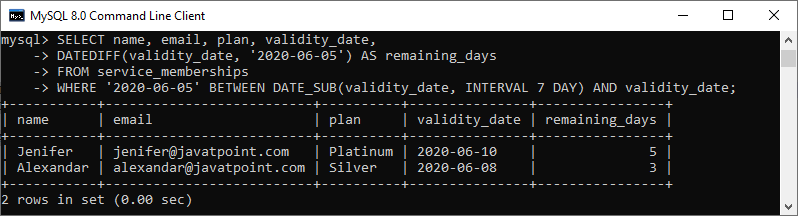 MySQL Interval