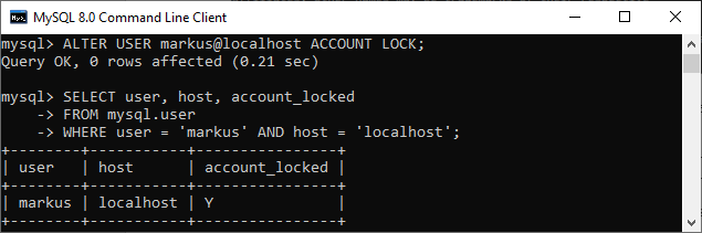 MySQL Lock Account