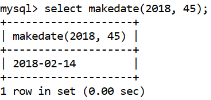 MySQL日期时间makedate()函数