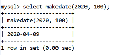 MySQL日期时间makedate()功能