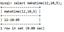 MySQL日期时间maketime()功能