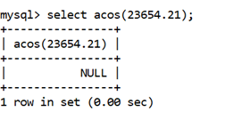 MySQL Math ACOS()函数