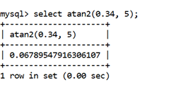 MySQL Math ATAN2()函数