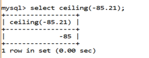 MySQL Math CEILING()函数