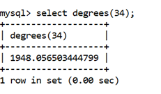 MySQL Math DEGREES()函数