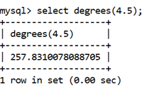 MySQL Math DEGREES()函数