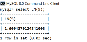 MySQL Math LN()函数