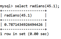 MySQL Math RADIANS()函数