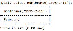MySQL日期时间monthname()功能