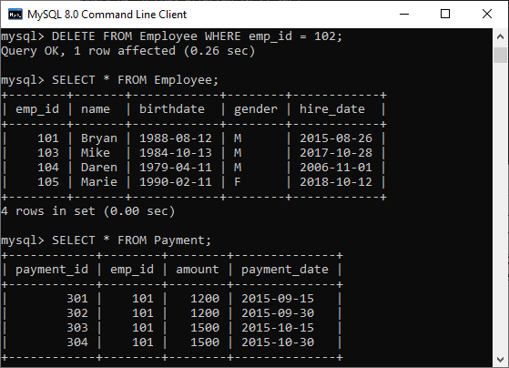 MySQL ON DELETE CASCADE