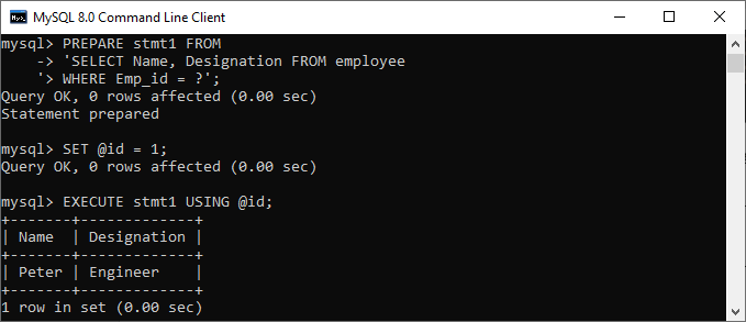 MySQL Prepared Statement