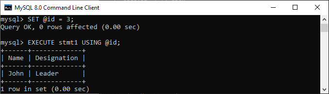 MySQL Prepared Statement