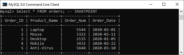 MySQL Comments