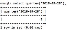 MySQL日期时间季度()函数