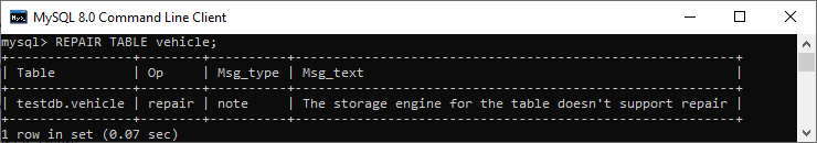 MySQL REPAIR TABLE