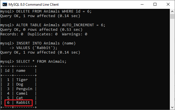 MySQL Reset Auto-Increment