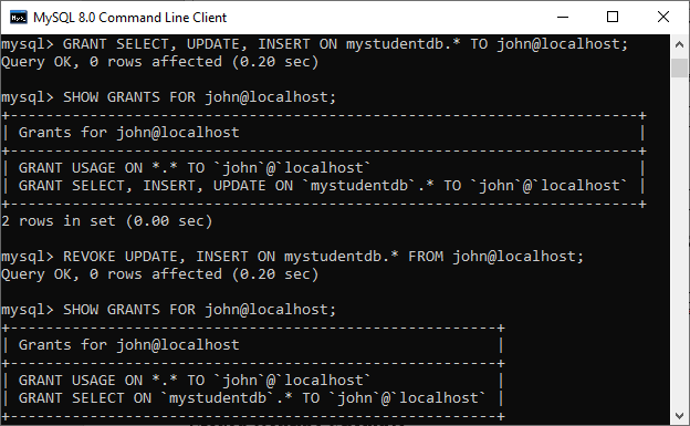 MySQL Revoke Privilege