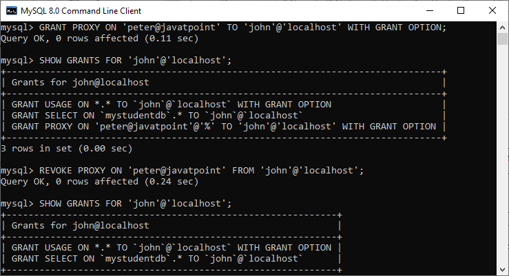 MySQL Revoke Privilege