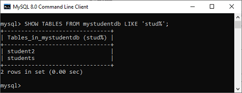 MySQL Show/List Tables