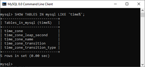 MySQL Show/List Tables