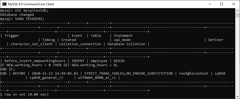 MySQL显示/列表触发器