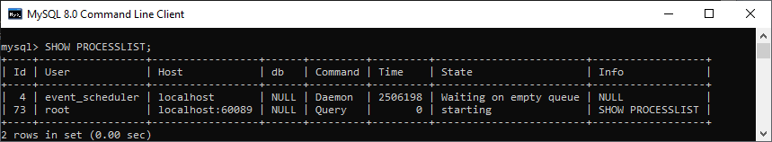 MySQL SHOW PROCESSLIST