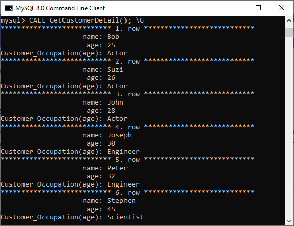 MySQL存储功能