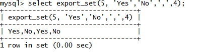 MySQL字符串EXPORT_SET()函数