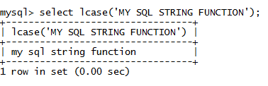 MySQL字符串LCASE()函数