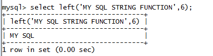 MySQL字符串左()函数