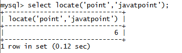 MySQL String LOCATE()函数