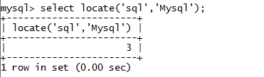 MySQL String LOCATE()函数