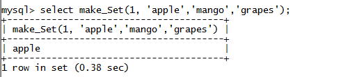 MySQL字符串MAKE_SET()函数