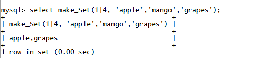 MySQL字符串MAKE_SET()函数